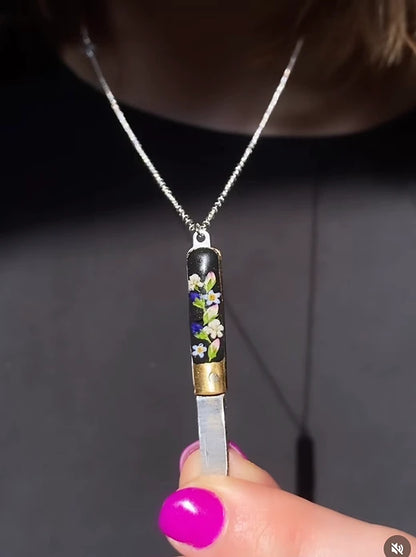 Pressed Flower Foraging Knife Necklace